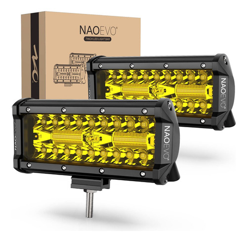 Naoevo Barra De Luz Led Amarilla De 7 Pulgadas, 240 W, 24,00