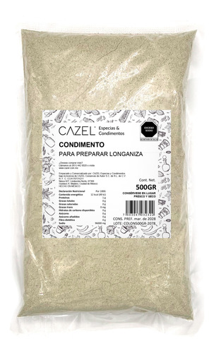 Condimento Para Hacer Longaniza Natural En Polvo 500g