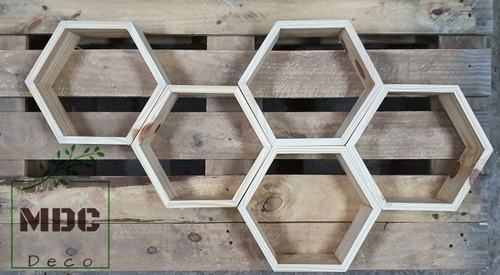 Repisa Hexagonal De Madera