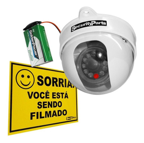 Câmera Segurança Dome Falsa C/ Led Sem Fio C/ Caixa 5pçs