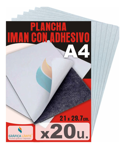 Plancha Lamina Imantada Autoadhesiva A4 - Paq. X20 Hojas