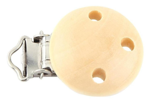 10pcs//lot Lindo Clip de Chupete de Madera Natural Redondo Para Beb/é 3 Agujeros Cierres de Perlas de Dentici/ón Para Beb/és Clip de Chupete