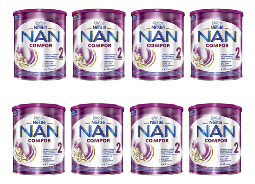 Kit Nestlé Nan Comfor 2 - (8 Latas De 800g) - 6 A 12 Meses