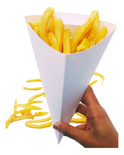 50 Estuches De Papas Fritas Gigantes / Conos Para Papas Xl