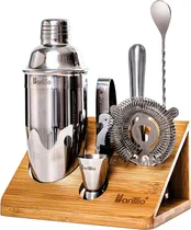 Comprar Kit De Bartender Mixología 10 Pzas Coctelera + Bamboo Stand