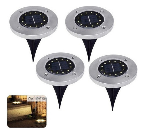 12 Led Luz Solar Lámpara De Tierra Terraza De Jardín Al