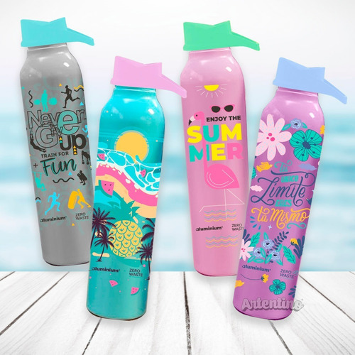 Imagen 3 de 10 de Botella Agua Aluminio Reutilizable Metálica Hombre Mujer