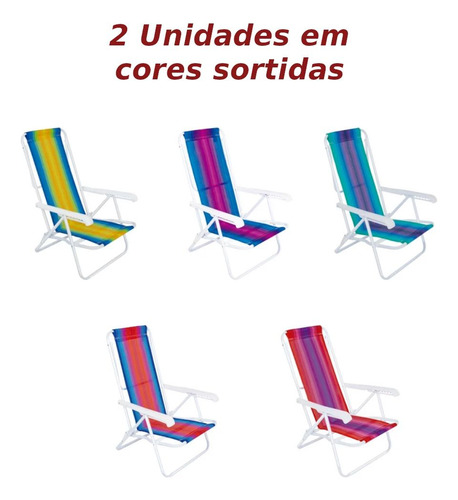 Kit Carrinho De Praia Com Avanço + 2 Cadeiras De Praia Aço