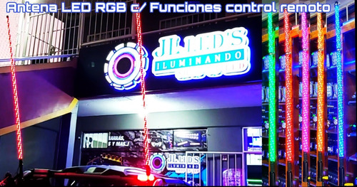 Antena Led Rgb Spiral Secuencial Control Rmot 120cm Funcions