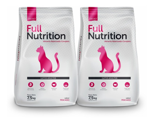 Alimento Balanceado, Gatos Adultos, Full Nutrition 7.5kg X2