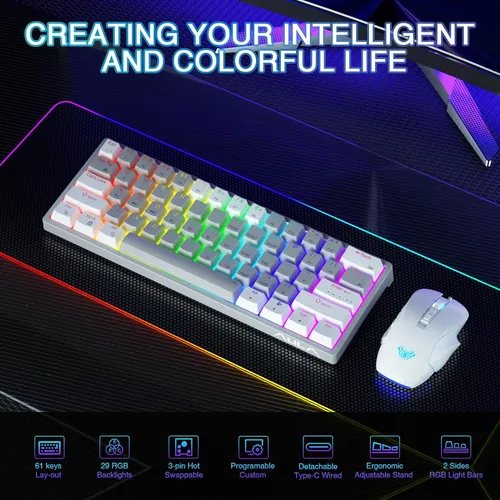 Aula 29 Rgb 60 Porcentaje Teclado Con Cable Pc Gaming Mec...