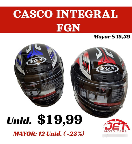 Casco Moto Integral Fgn Negro Azul Rojo Gris