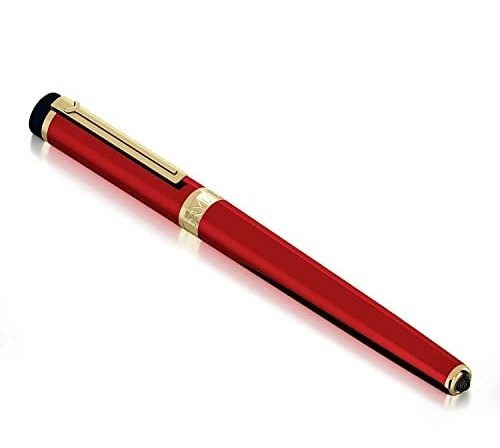 Boligrafo Estilografica De Lujo Acero Inoxidable Color Rojo
