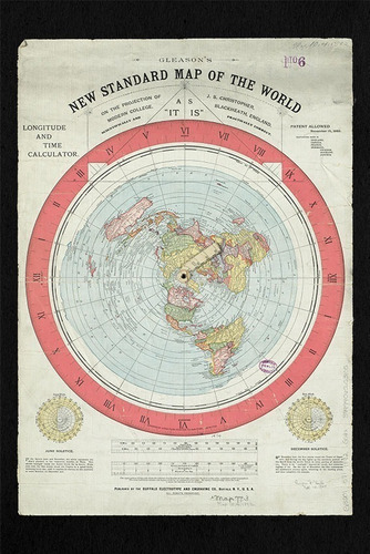 Poster Lámina Flat Earth Gleason's Map 60 X 90 Cm