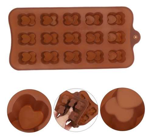 Molde Silicona Corazones Dobles X15 Bombones M2 Marrón
