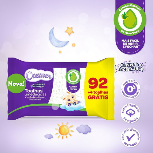 Imagem 4 de 4 de Kit Toalha Umedecida Cremer Aloe Vera - 1.152 Unidades