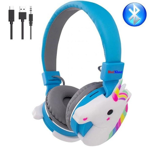 Audífonos 3d Diseño De Unicornio, Mxpey-001, Azul, Jack 3.5m