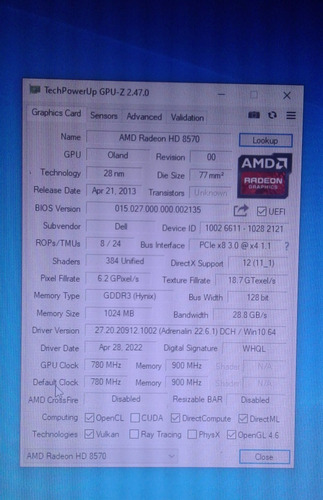 Imagen 3 de 4 de Gpu Amd Radeon Hd 8570 1gb Ddr3 Pcie X16