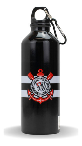 Presente Corinthians Garrafa Alumínio Com Prendedor 500ml Cor Preto