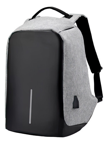 Mochila Antirrobo Impermeable Porta Notebook Usb Anticorte Color Gris Diseño de la tela Liso