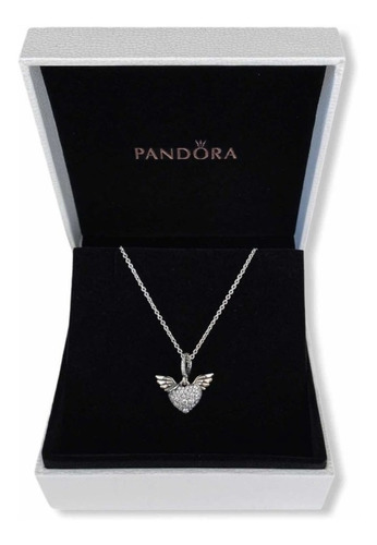 Collar Pandora Original Corazon Y Alas De Angel Mas Empaque 