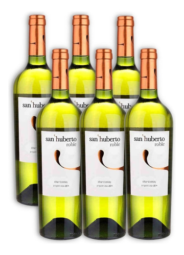 Vino San Huberto Reserva Chardonnay bodega San Huberto 750 ml pack x 6 u en estuche de cartón