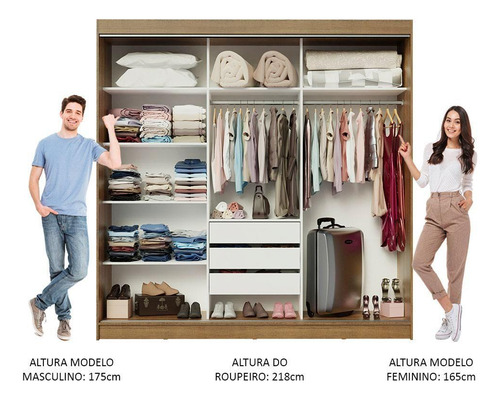 Guarda-roupa Casal Austin 4 Portas 3 Gavetas Rustic