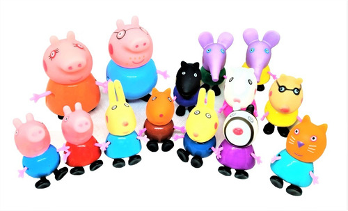Familia Peppa Pig + Amigos (14 Personajes)