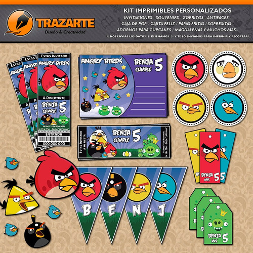 Kit Imprimible Angry Birds Personalizado Candy Bar Cumpleaño