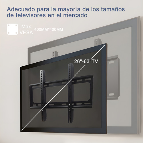Soporte De Tv Universal 26-63 Pulgadas Soporta Hasta 50kg Negro Ajustable, Robusto Y Fácil Instalación