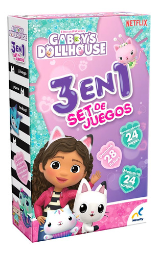 Juego 3 En 1 Gabby´s Dollhouse Novelty Juegos De Mesa