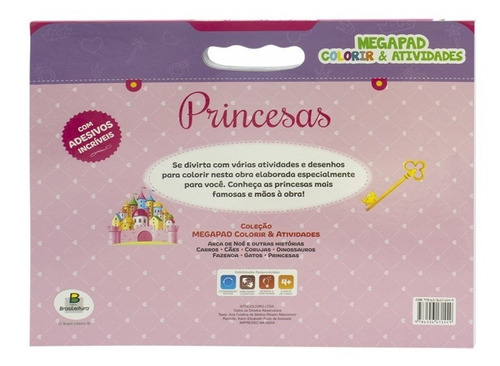 Imagem 6 de 7 de Livro Megapad Colorir E Atividades Princesas Com Adesivos