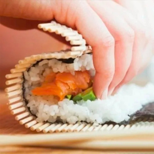 Imagen 4 de 7 de Esterilla Para Sushi Madera 24x24 Cm Mat Redonda - 01mercado
