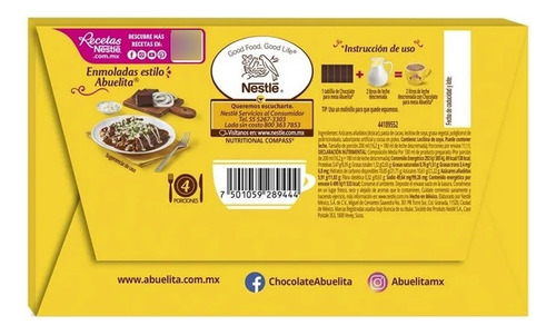 Chocolate Para Mesa Nestlé Abuelita Original 180 G 3 Pzas