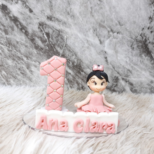 Imagem 4 de 4 de Vela Topo De Bolo Em Biscuit Bailarina Mod3