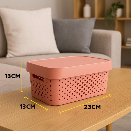 Kit Com 3 Caixas Organizadora Rosa 4,5l Para Guardar Objetos
