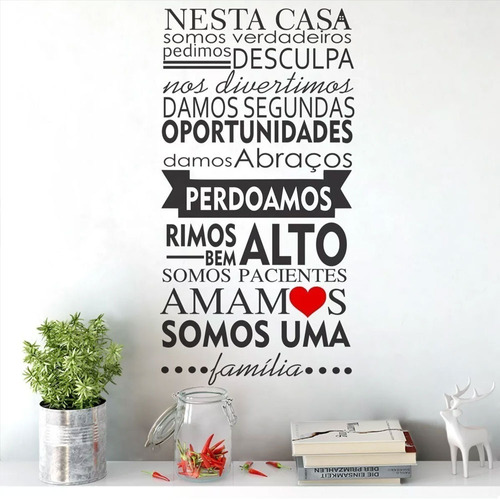  Adesivo Decorativo De Parede Frase Casa Coração Familia