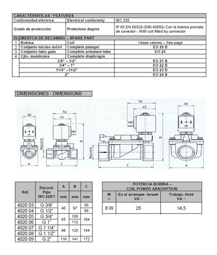 Imagen 4 de 4 de Electroválvula Genebre 3/4 Nc C/ Bobina Y Conector. Art4020