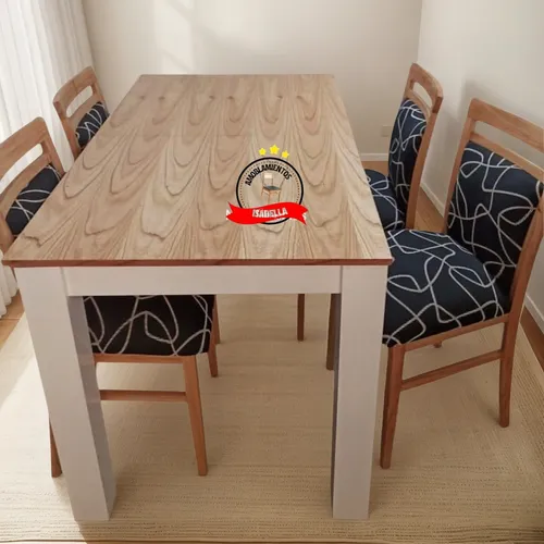 Juego De Comedor, Mesa Extensible Combinada+4 Sillas Paraiso