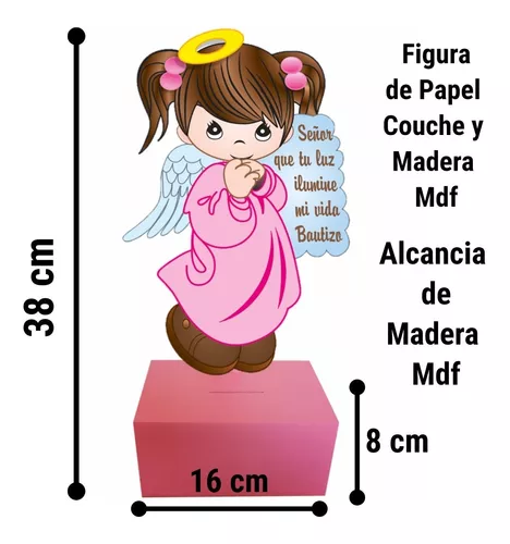 Ángel Niña Bautizo Alcancía Madera Infantil Fiesta 12 Pi