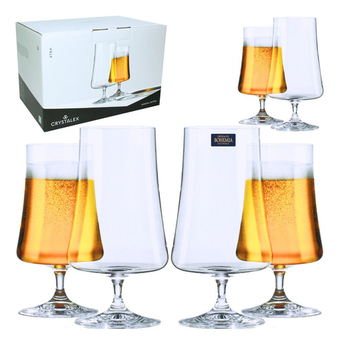 6 Taças Vidro Xtra Crystal Bohemia Degustação Cerveja 380 Ml Cor Transparente xtra beer