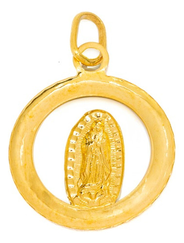  Medalla Virgen De Guadalupe Círculo Oro 14 K. Oro Fino Mx