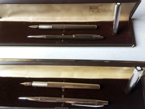 Pluma Fuente Y Bolígrafo Montblanc Noblesse De Rodio Y Oro