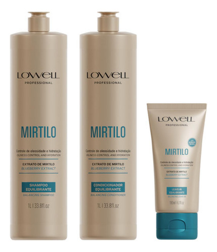 Lowell Kit Shampoo Condicionador 1l + Leave-in 180ml Mirtilo