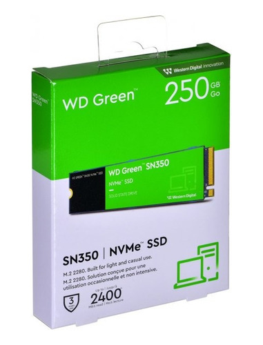 Ssd M.2 250gb Pci-e Nvme Wd Green Sn350 2400mb/s Wds250g2g0c-00cdh0