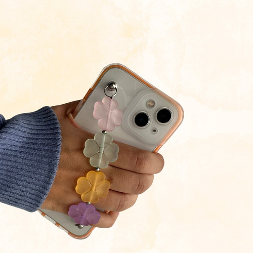 Funda Transparente Para iPhone Con Correa De Flores