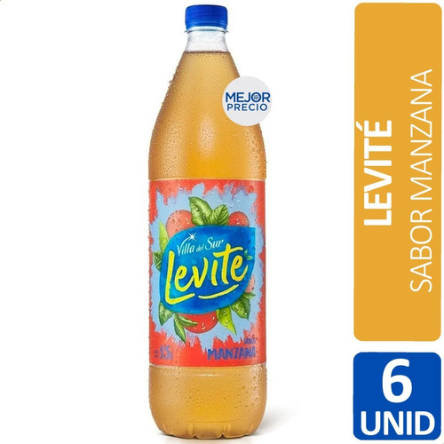 Levite Manzana Agua Saborizada Sin Gas 1,5l Villa Del Sur X6