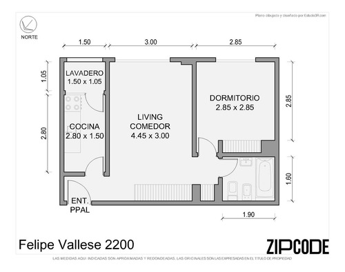 Departamento - 2 Ambientes - 38 M2