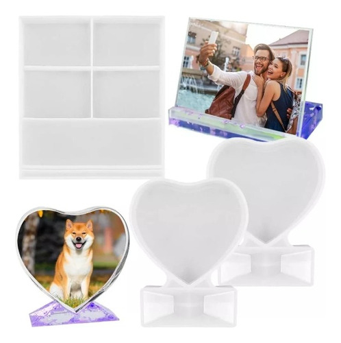 3pcs Molde De Silicona Con Marco Rectangular Corazón