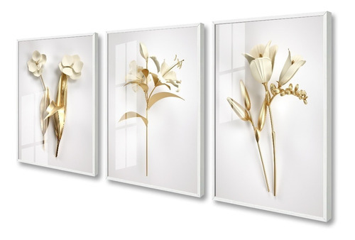 Quadros Decorativos Gold Para Sala Grande Moldura E Vidro